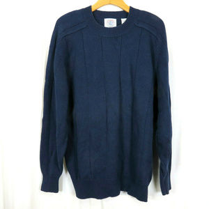 Navy Blue Crew Neck Pullover Sweater Mens XL
